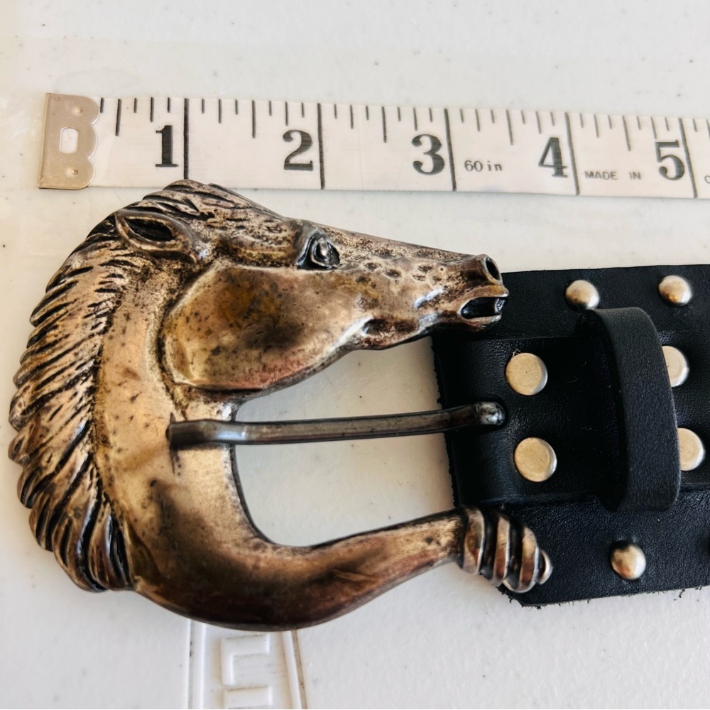 Amazing Western Horse Head Belt Leather Suede Thick - Picture 2 of 9